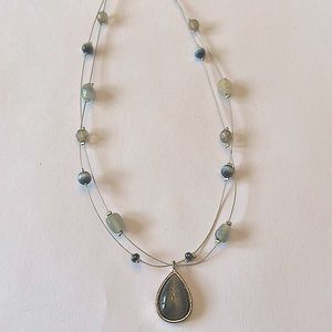 NY Tagged Silver Two-Strand Costume Necklace